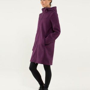 Lulullemon City Softshell *Tweed Plum Long Warm Trench Coat sz 8 original $268